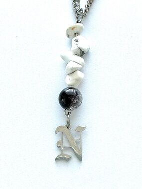 🆕 “N” Old English Letter Pendant Necklace-Stainless Steel